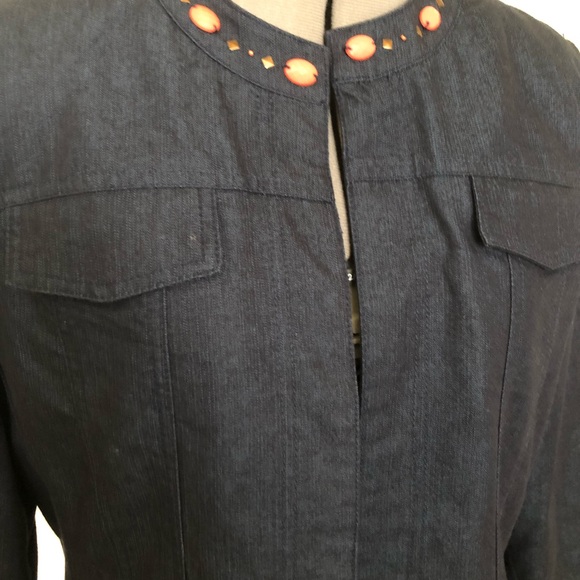 Alfred Dunner Womens 12 Open Front Denim Look 3/4 Sleeves Light Weight Jacket - Picture 4 of 10